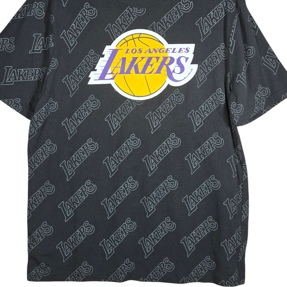 NBA Los Angeles Lakers T Shirt Mens Large Black All Over Print Logo Graphic Tee - Picture 4 of 10